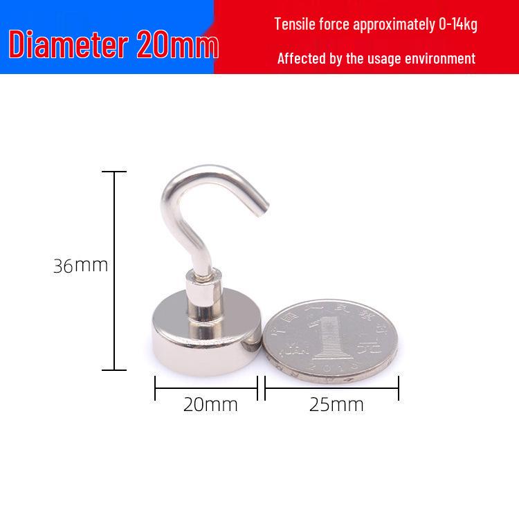 Strong Neodymium Magnet Hook, Hole-Free, Industrial-Grade for Refrigerator
