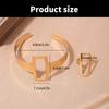 Geometric Open Cuff Bracelet and Ring Set Featuring Hollow Designs Adjustable Open Jewelry Present for Fashionable Women