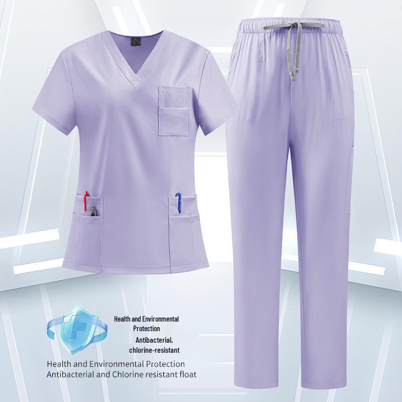 Unisex Quick-Dry Short-Sleeve Scrub Suit for Medical and Veterinary Professionals