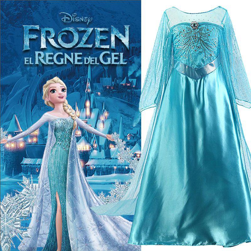 Elegantes Langarm-Tutu-Kleid für Kinder Mädchen Frozen Schneekönigin Elsa Kostüm