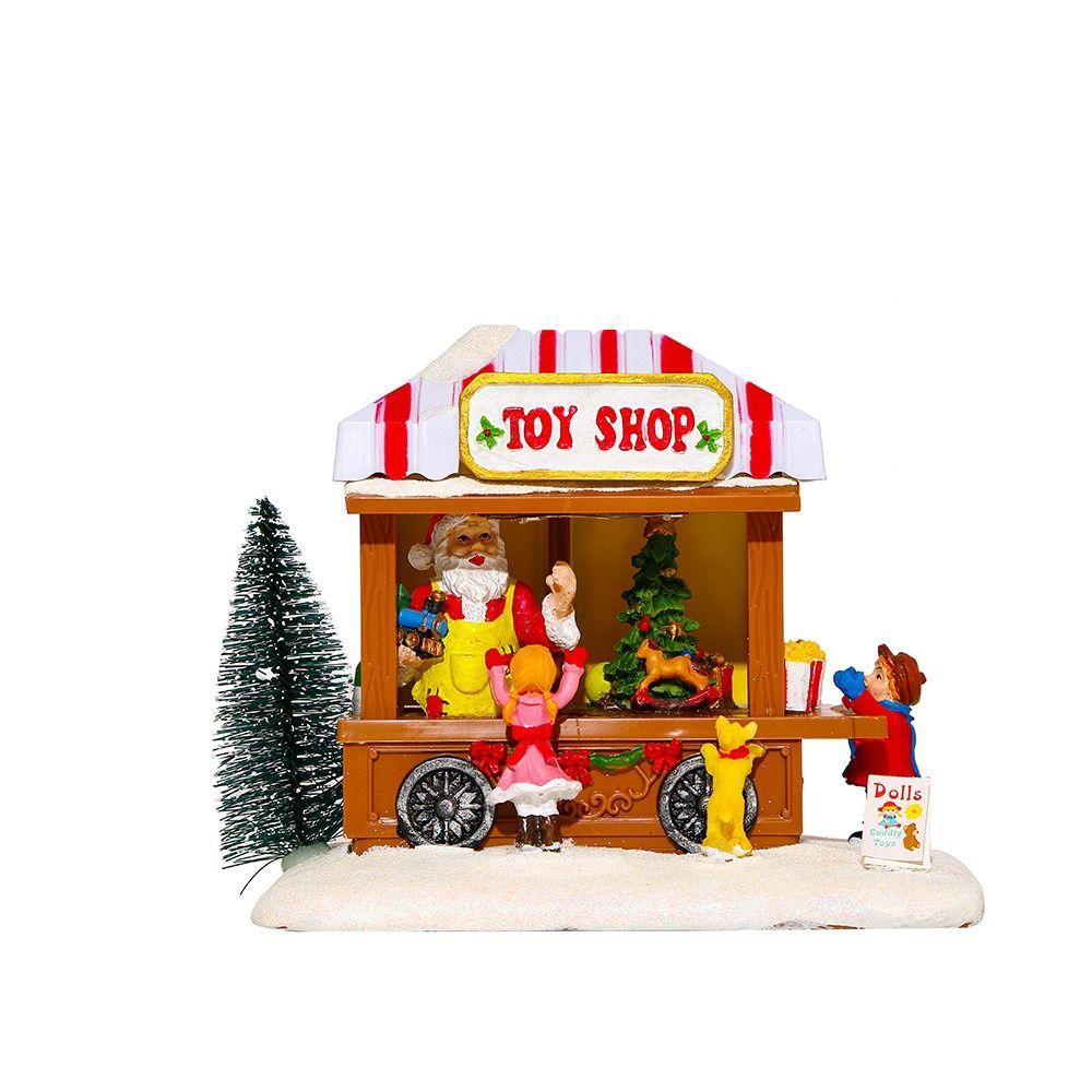 

Resin Musical Village Scene Decor Popcorn Wagon Xmas Window Display Pendant Christmas Ornaments B