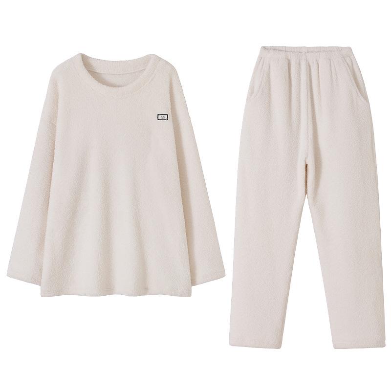 Half Fleece Pajamas For Women, Thickened Fleece To Keep Warm In Autumn And Winter, Coral Fleece Can Be Worn Outside Loungewear