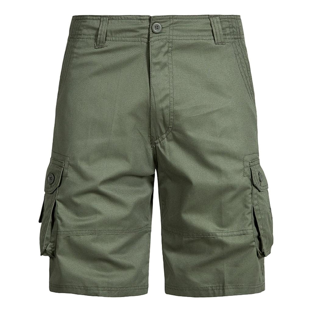 Men's Summer Multi-Pocket Cargo Shorts Men's Casual Fashion Solid Color Loose Cargo Shorts