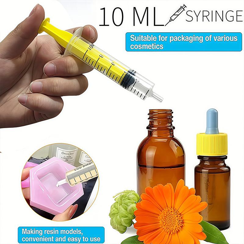 6 Pieces of 10ml Colored Syringe with Caps, Suitable for Glue, Liquid Distribution and Measurement, Pet Food Feeding, Refilling Ink Cartridges, Etc.