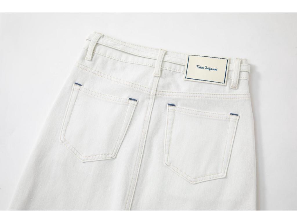 Hong Kong Style Tencel Stretch Back-Slit Denim Midi Skirt - High-Waisted, Tie-Up, Slimming & Versatile for Women (Spring 2026)