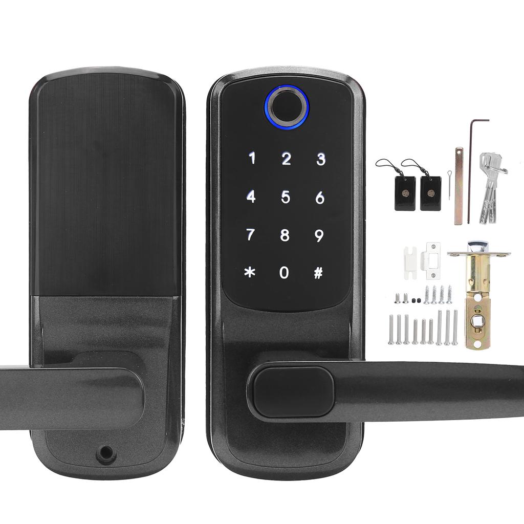 WiFi Smart Door Lock Touch Panel Fingerprint Password IC Card APP Remote Unlock with 2 Mechanical