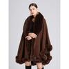 Cape en Fourrure Femme Vêtements d'Hiver Ponchos Épais et Chauds Châle Shawl Manteau Cardigan Longs Amples Manteaux