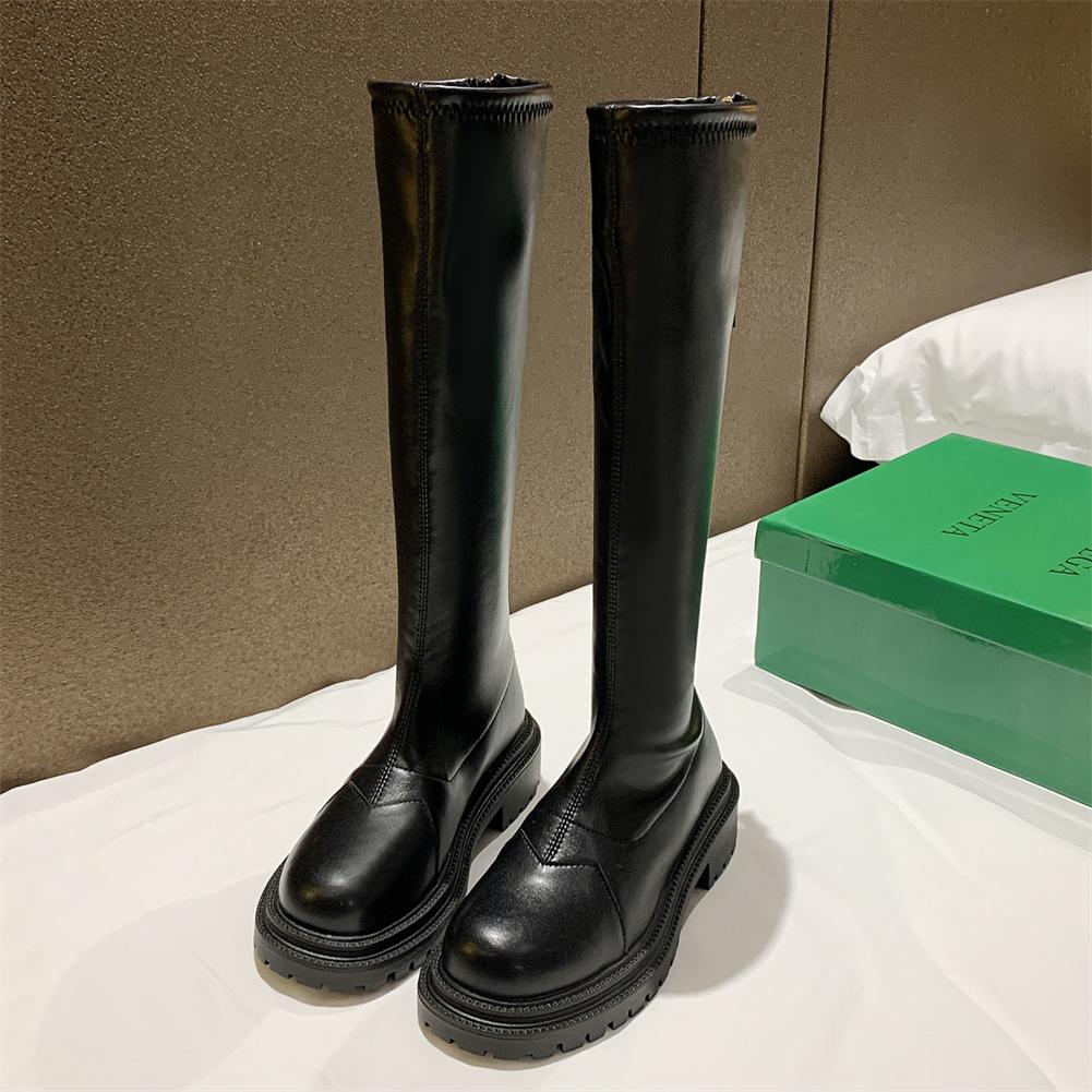 Botas de motocicleta femeninas Tacón cuadrado Punta redonda Cremallera Med  Tacón Plataforma Mujer Botas altas hasta la rodilla Zapatos de moda para  mujer comprar a buen precio — entrega gratuita, reseñas reales