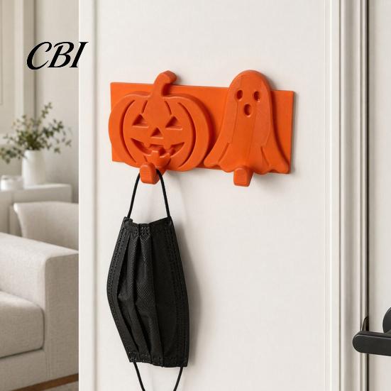 Pumpkin Face Hook Ghost Key Hook, 3D Printed Halloween Wall Decor, Adhesive No Drill Self Holder, Hanging Cute Hooks