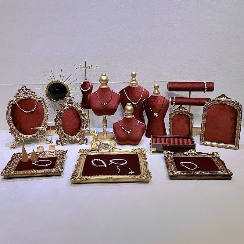 Flannel Exquisite Jewelry Display Rack Necklace Model Showcase Stand Counter Jewellery Show Holder Live Stream Storage Shelf