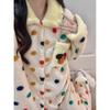 Korean Style Chenille Polka Dot Pajamas, Women's Autumn/Winter Velvet Thickened Warm Cardigan Homewear