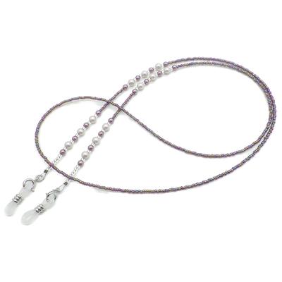 Nagoya Eyeglasses Glasses Chain, Eyeglass Chain with Pearl Beads, Made In Japan, 099050 (Purple 03)