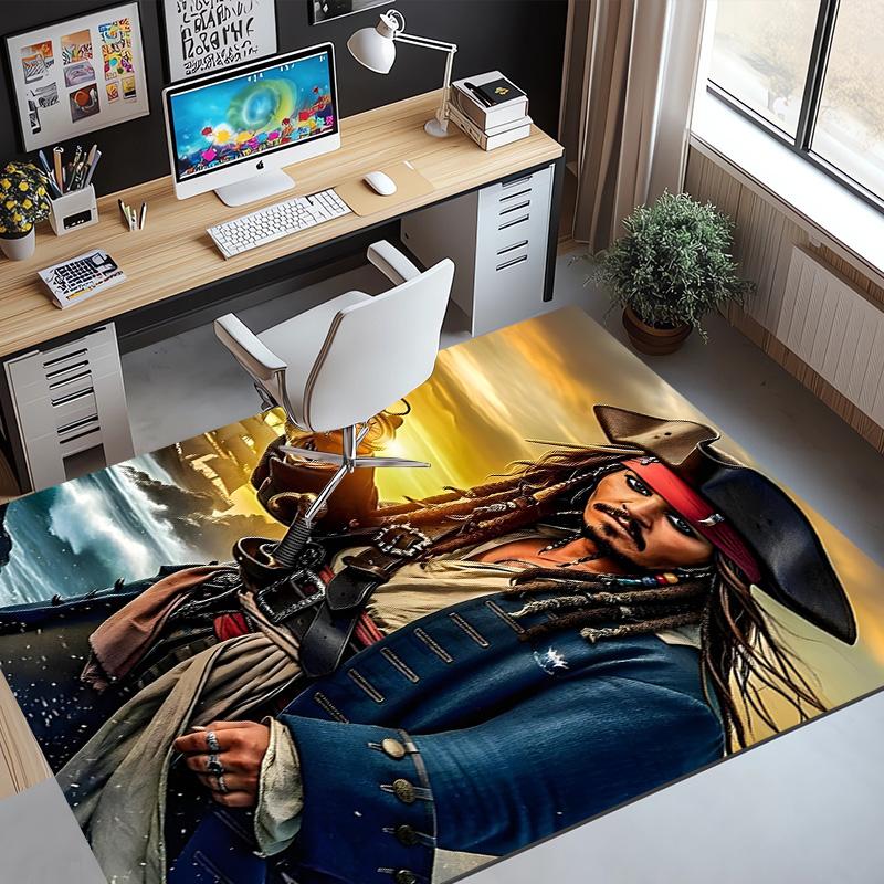 Captain Jack Sparrow Pattern Rug, Indoor/Outdoor Mat, for Picnic, Gameroom, Bedroom, Office, Living Room, Home Decor Carpet, Birthday Gift