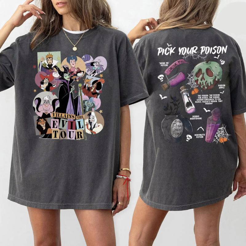 Villains Pick Your Poison Shirt Magic Kingdom TShirt Unisexficient Evil Tour Shirt Villains Shirt Unisex Women Cotton S