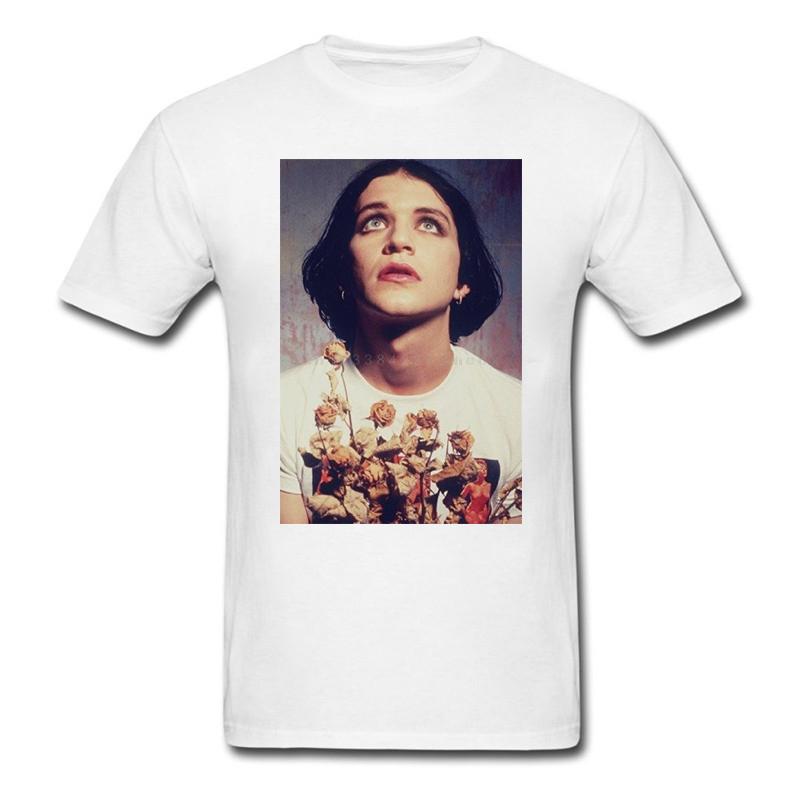 Placebo Brian Molko Con Flores Negro Para Moda D Camisetas Verano Mujer