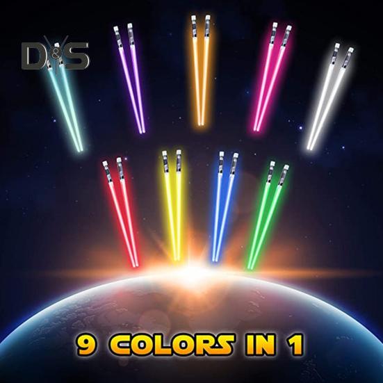 1 par LED lyssabel spisepinner Glødende lysende spisepinner for sushi nudler Glød i mørket spisepinner lyser opp festutstyr