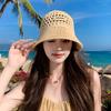 Letter Breathable Basin Hat Summer Hollow Knitting Shopping Bucket Hat Showing Face Small Sunscreen Bucket Hat