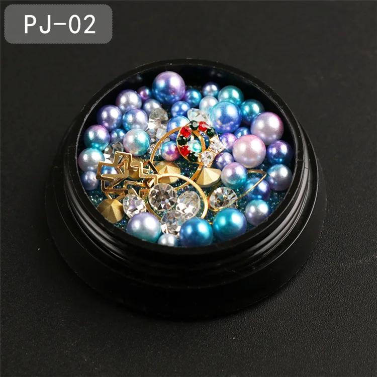 Mixed Colorful Pearl Willow Ding Jewelry with Irregular Small Beads Sparkling Nail Art Decoration DIY Mermaid Nails Products Set