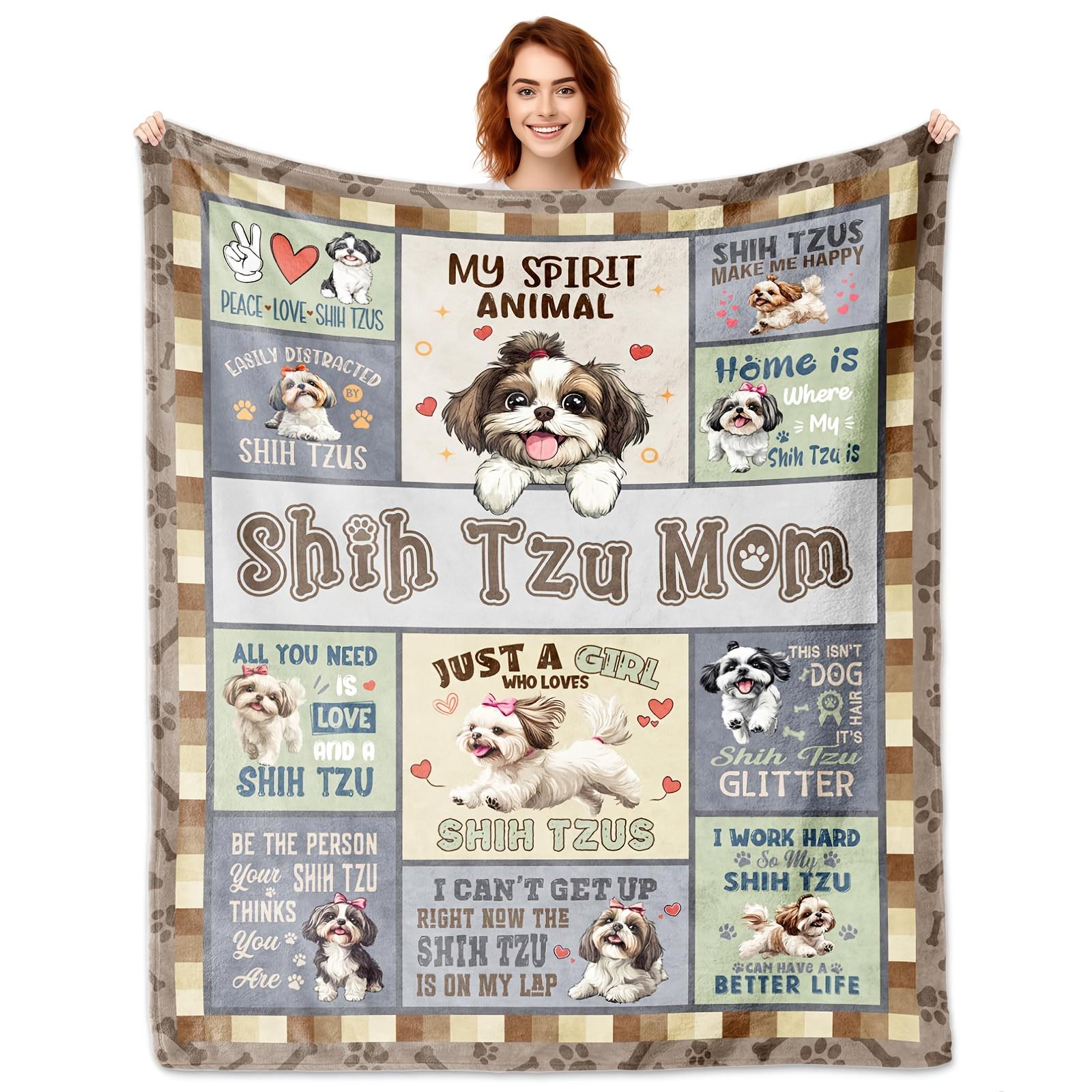 1pc Shih Tzu Blanket, Dog Mom Gifts, Christmas Mother s Day Birthday Decoration Flannel Throw Blanket Size: 75*100cm, Weight: 230 GSM
