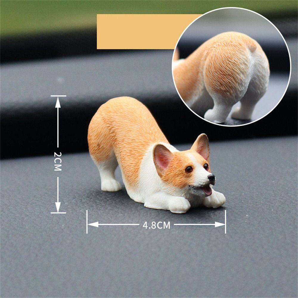 Gift for Kids Resin Figures Dog Doll Miniature Figurines Car Ornament Corgi Model Simulation Dog