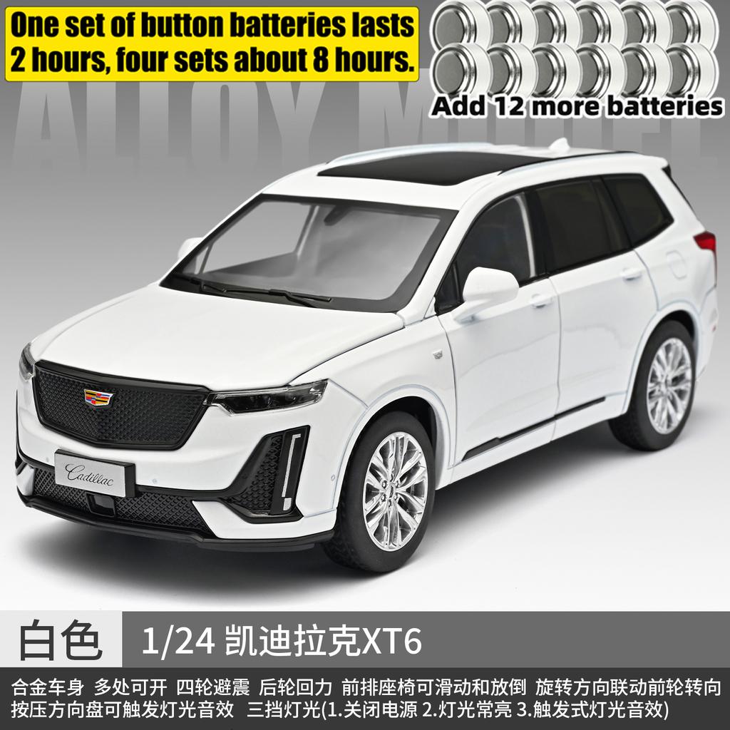 1:24 Cadillac XT6 2023 Off Road SUV Alloy Car Model Diecast Metal Car Vehicles Model Simulation Sound & Light Collection Present