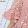 ZANZEA Women Summer Round Neck Half Sleeve Lace Patchwork Blouse