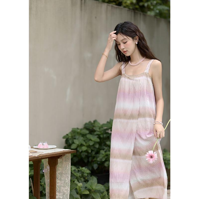 Gradient Pink Striped Camisole Maxi Dress