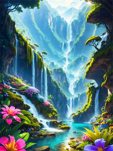 5D Diamond Painting Mosaic Mountain Waterfall Full Square Round Embroidery Natural Landscape Home Decor