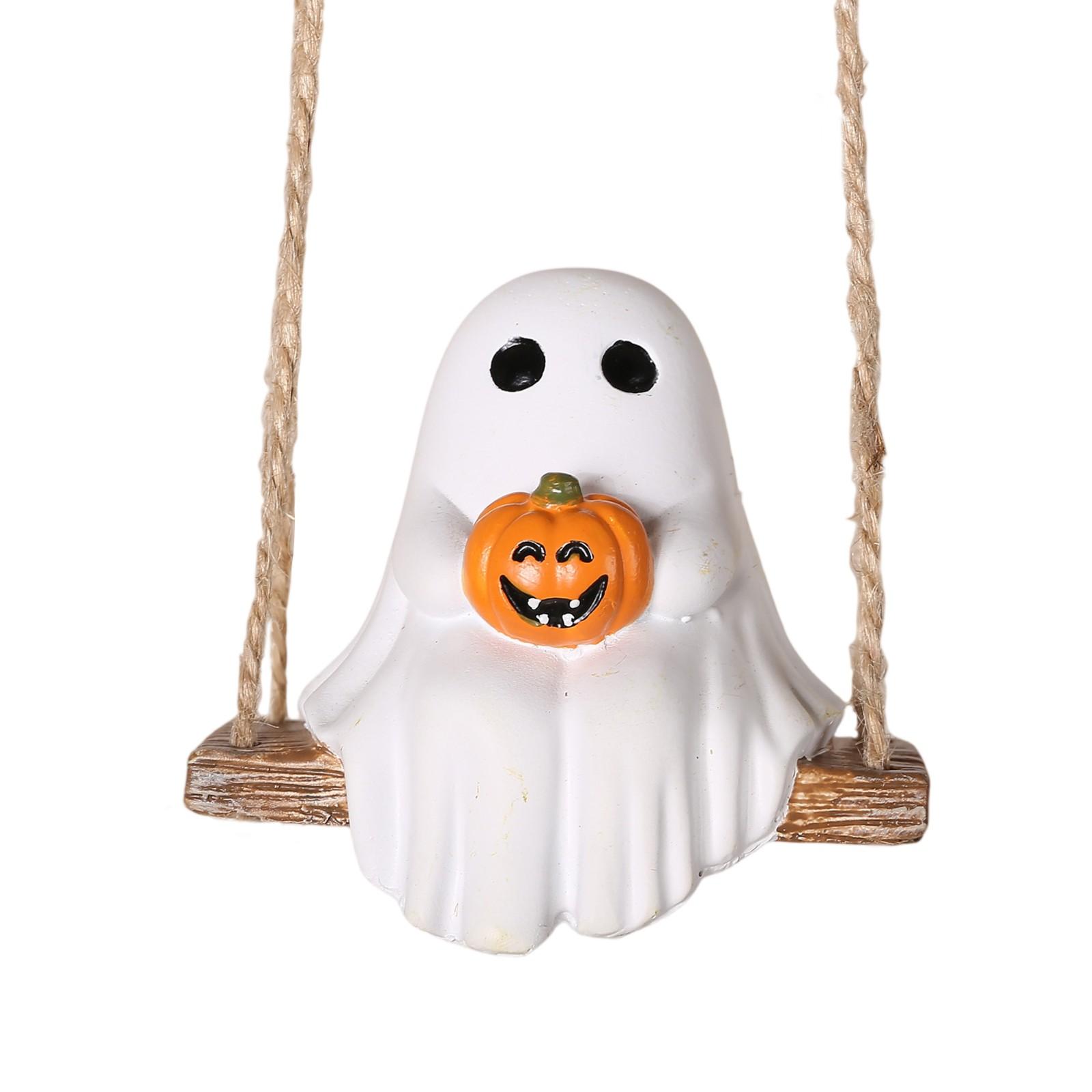 

Halloween Pumpkin Swing Sitting Garden Decoration Pendant Resin Crafts One Size белый