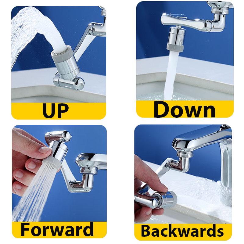 Universal 1080° drehbarer Wasserhahn Anti-Spritzfilter Badezimmer Küche Wassersparhahn Düsenverlängerung Adapter Wasserhähne Bubbler