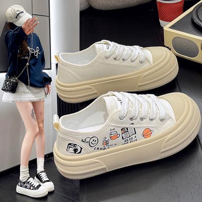 Fashion Black Vulcanized Shoes Women's Casual Shoes 2024 Trendy Fashion Designer Canvas Shoes for Women
