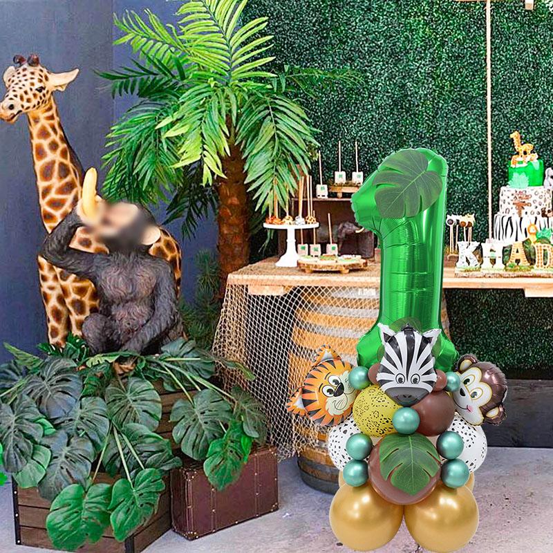 35pcs/set Jungle Safari Party Animal Digital Balloons Kids 1 2 3 4 5 6 7 8 Years Birthday Party Decoration Forest Party Supplies