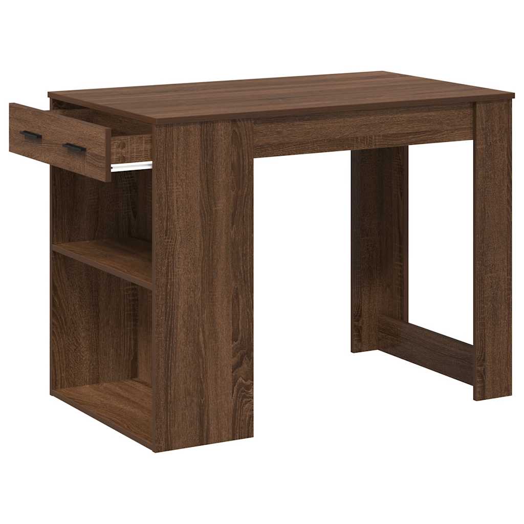 Desk with Drawers and Shelf Brown Oak Effect