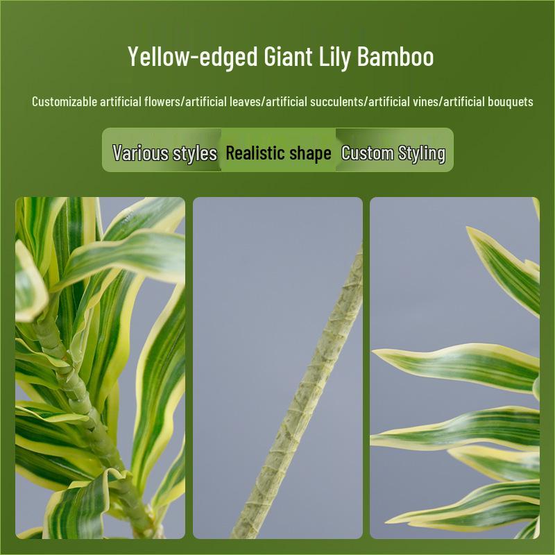 Yellow-edged Lily & Bamboo Artificial Floral Arrangement for Events & Decor