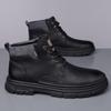 Fashion British Style Winter Velvet Cotton Shoes Outdoor Men's High Top Workwear Shoes Office Commuting Versatile Men's Business Boots