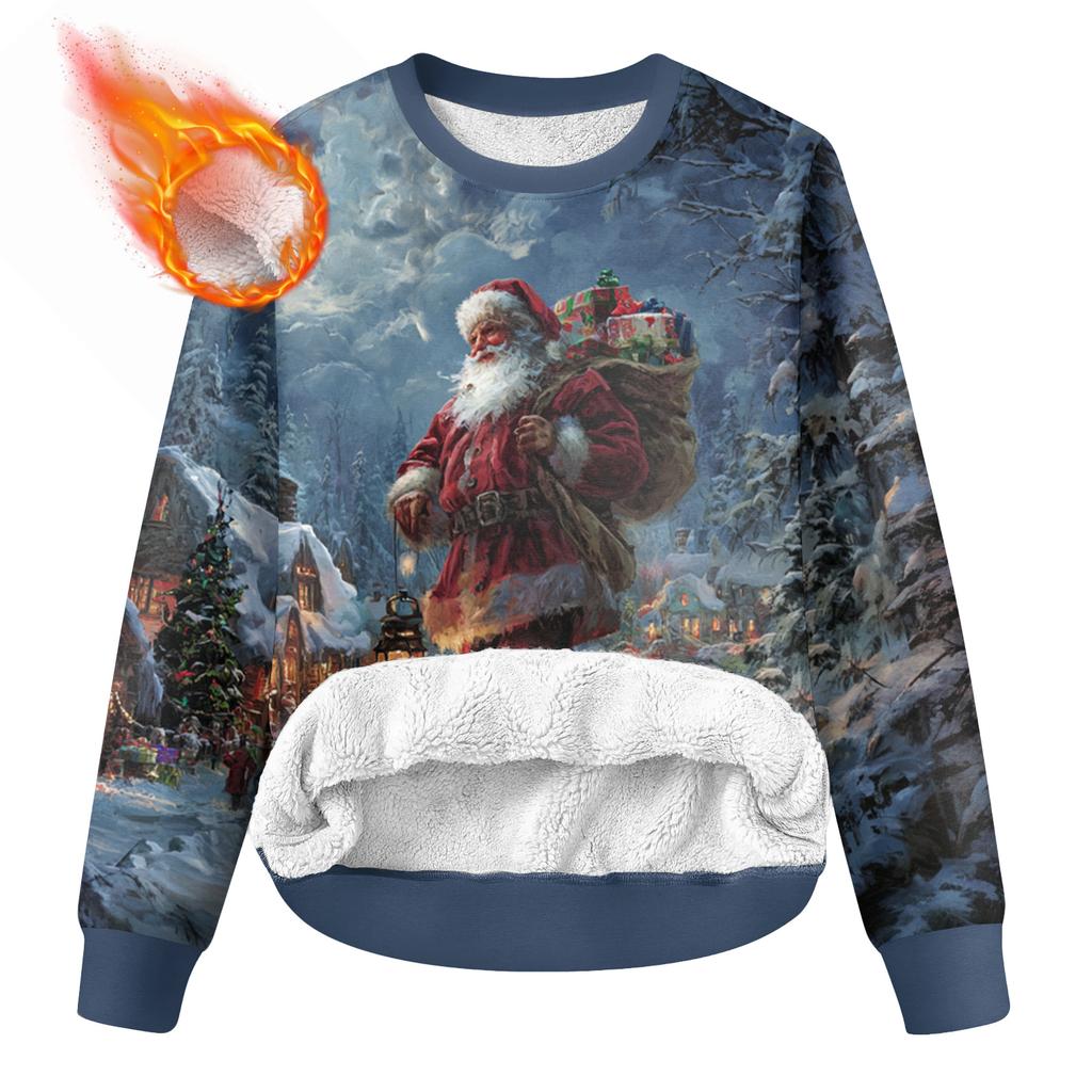 Herren Rundhals Fleecegefüttert Dick Einfarbig Sweatshirt