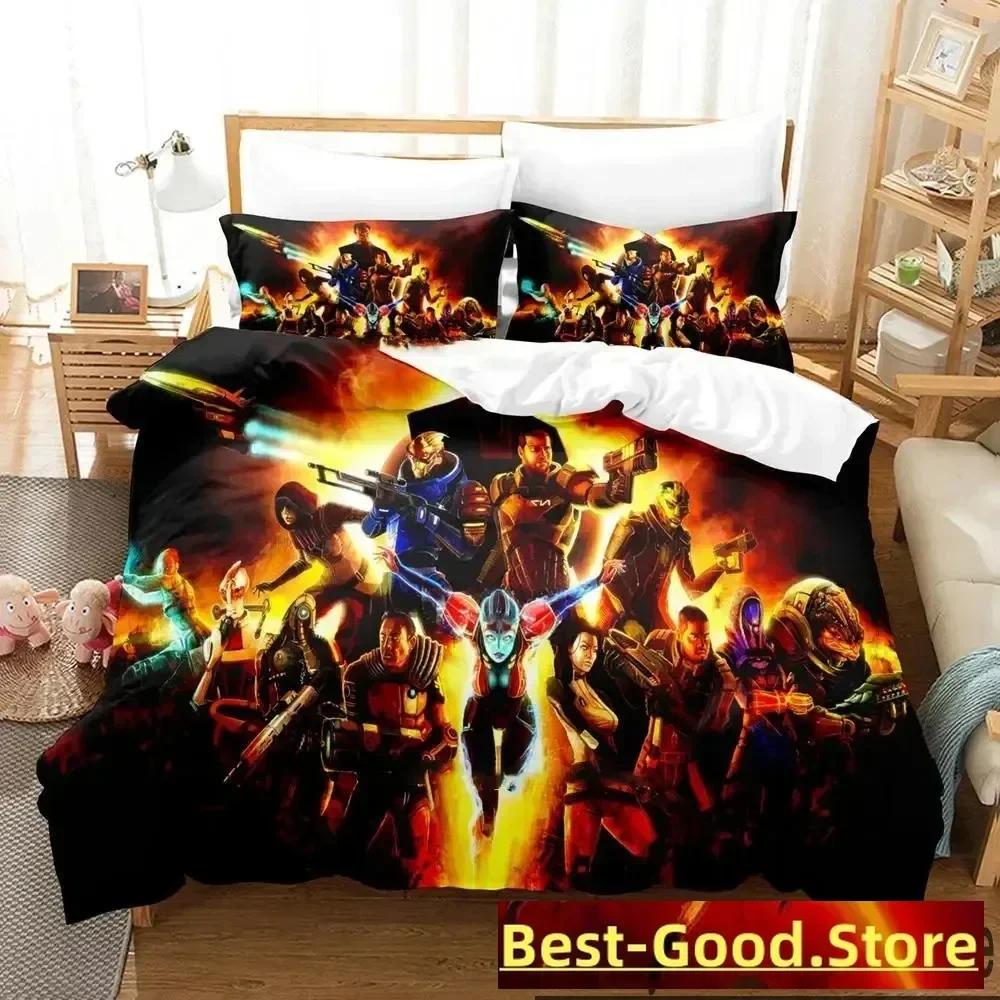 3D Print Game Mass Effec Bedding Set Printed Bed Set With Pillowcase Bed Duvet Cover Soft Single Double Queen Super King Size