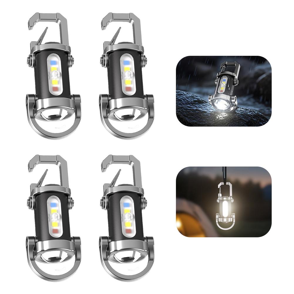 Mini Flashlight 7 Gear Pocket Flashlight Type-C USB Rechargeable Ultralight Camping Flashlight Waterproof for Outdoor Emergency
