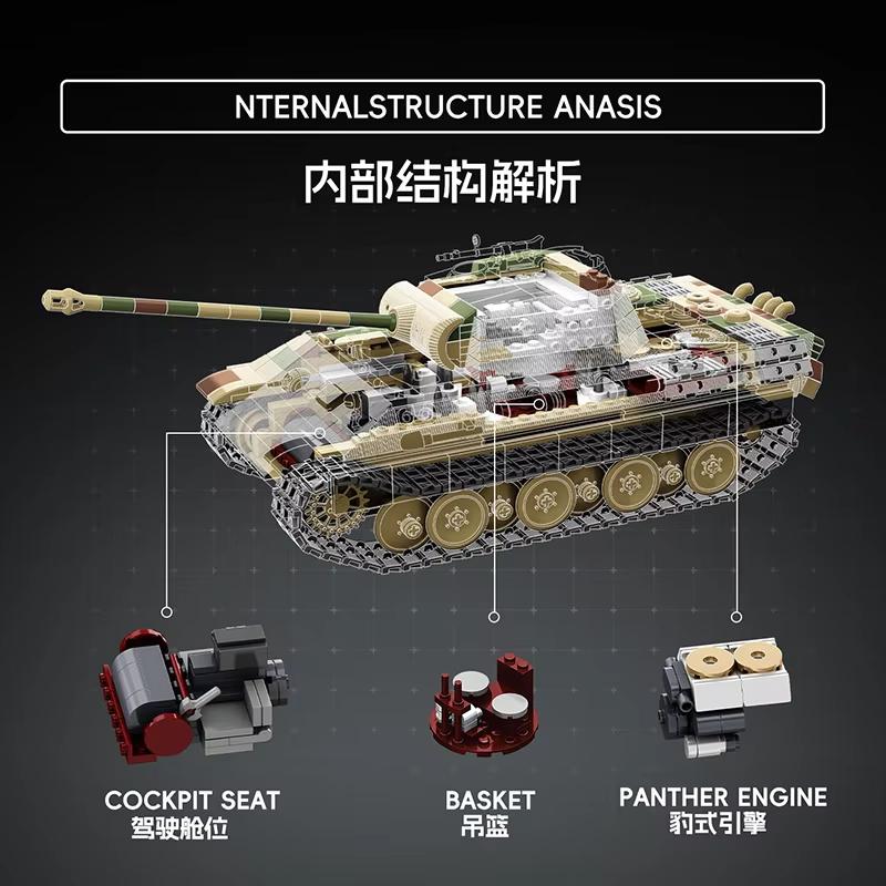 TK8002 Carro Armato Pesante Tigre WW2 Modello Serie Campo di Battaglia Militare Giocattoli Fai da Te Blocchi da Costruzione Regali per le Feste dei Ragazzi 1675 Pezzi