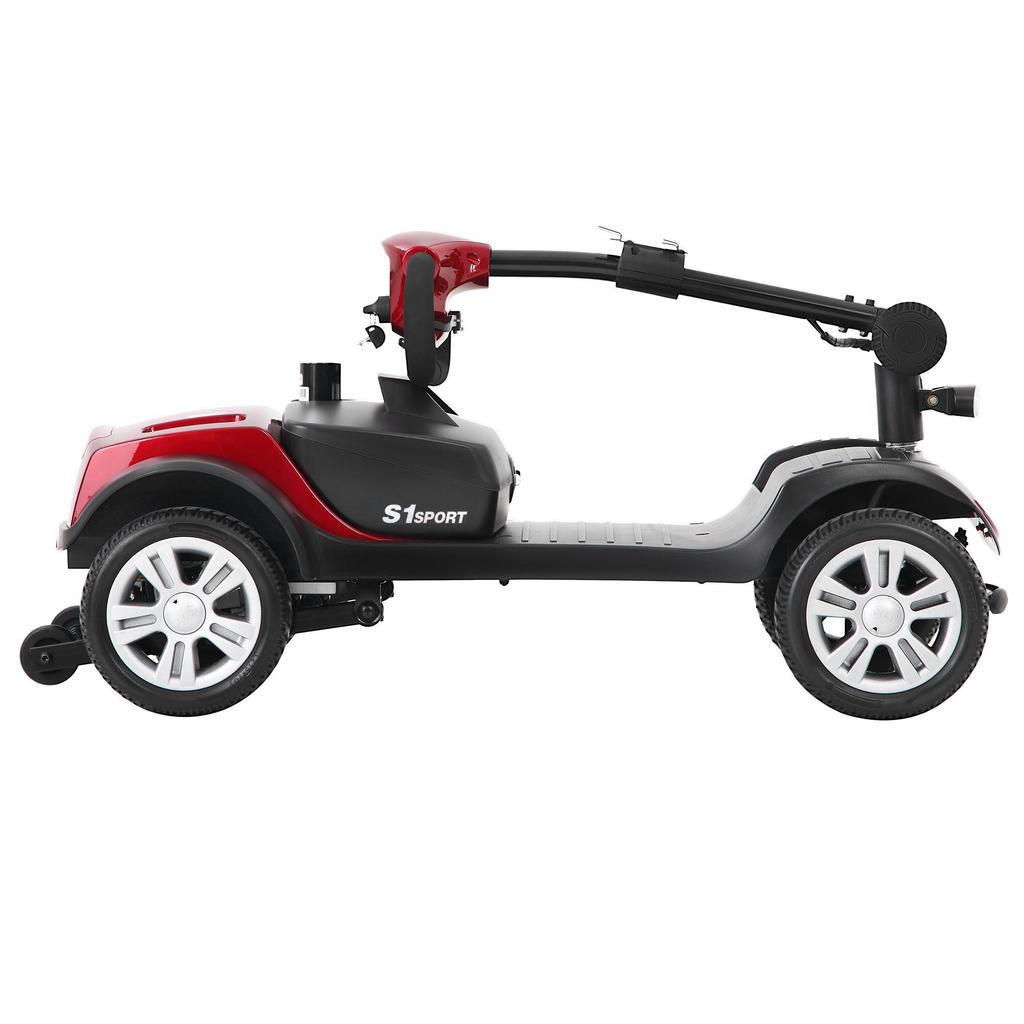Elderly Electric Four Wheel Scooter S1 Sport Foldable Four Wheel Electric Scooter 300W 12AH Advanced Mobile Bicycle Red