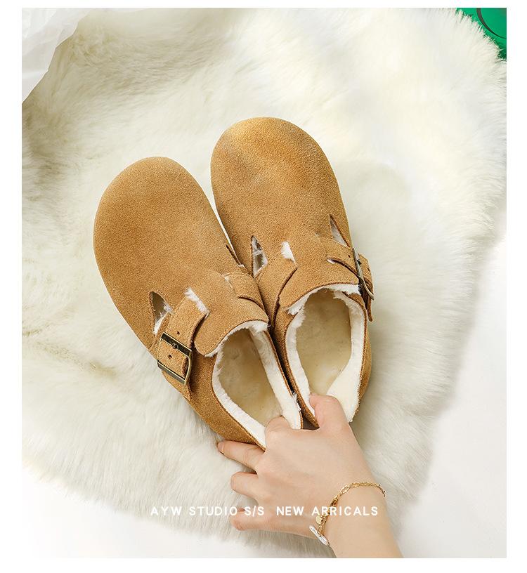 Cowhide version~ Boken shoes women's genuine leather matte flat bottom one pedal soft sole soft surface ugly cute retro Boken shoes single shoes