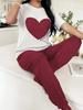 Four Season Style Love European and American Soft and Skin Friendly Comfortable Home Clothes, Long and Short Two-piece Set Pajamas