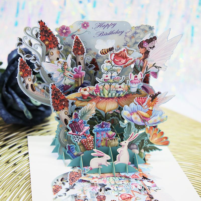 3D Hot Pop Up Happy Birthday Cards Invitation Cake Greeting Card Business Kids Gift Tourist Postcard For Friend Dad Mom Present