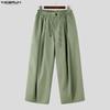 INCERUN Pantaloni Larghi Casual da Uomo a Vita Elastica con Pieghe Lunghi e Ampi