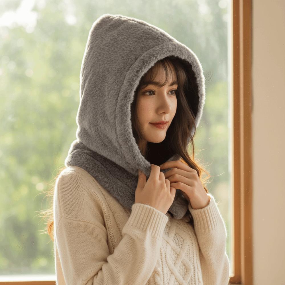 Solid Color Ear Protection Hat Neck Collar Knitted Hooded Hat Creative Balaclava Hat  Cycling