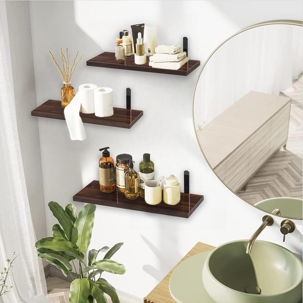 Set of 5 DIY Wall 40cm W x 11cm with Wooden Corner Frame and 1 Metal Storage Storage Storage and Shelving for Living and Laundry Easy Installation