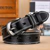 Women's Hong Kong & American Style Genuine Leather Belt with Needle Buckle - High-End Top Layer Cowhide for Work Pants
