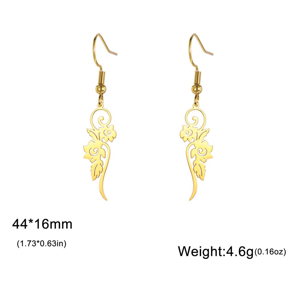 My Shape Flower Vines Filigree Drop Earrings Stainless Steel Dangle Earring Gold Color Women Hanging Earrings Jewelry Girls Gift