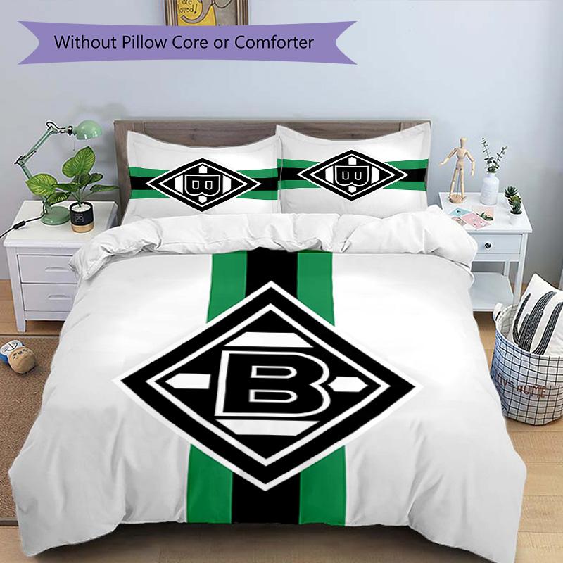 3pcs Borussia Mönchengladbach LOGO Pattern Bedding Set Duvet Cover Set Includes Duvet Cover &pillowcases, Perfect All Season Bedroom Decoration & Gift