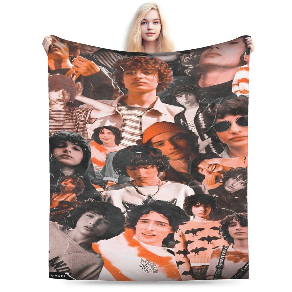 Finn Wolfhard Flanelldecke Winter Musiker Warm Weich Überwurf für Mädchen Jungen Couch Bett Lustige Tagesdecke Sofa Bettbezug